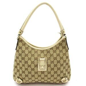 Gucci Abbey Shoulder Bag GG Canvas Beige White